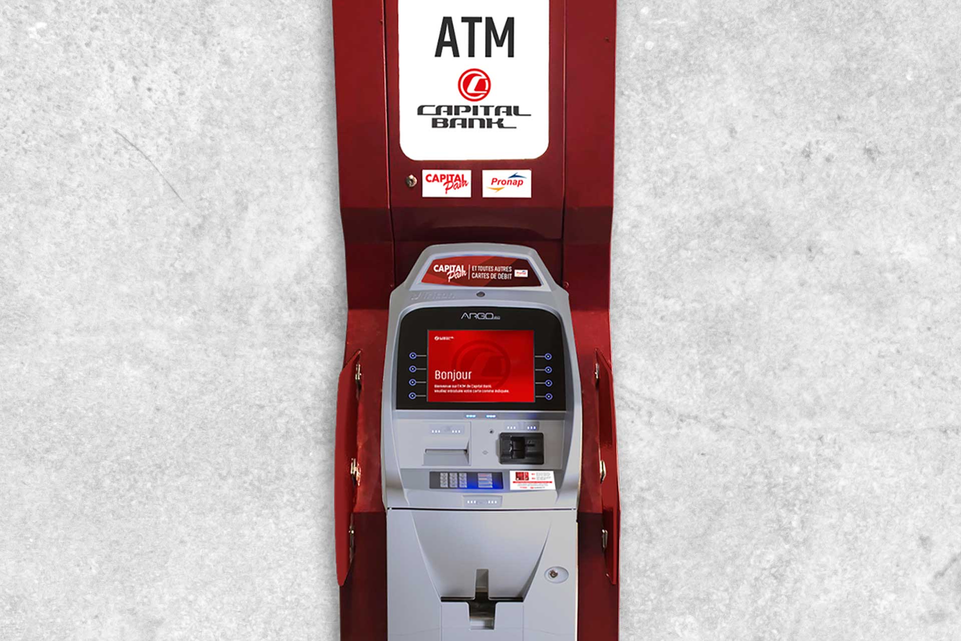 ATM de Capital Bank en Haïti, offrant des services bancaires pratiques et accessibles