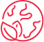 Icône d'iun globe terreste avec une feuille, symbolisant l'environnement