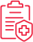 Icône d'un bloc-notes et du symbole médical, représentant e domaine de la santé